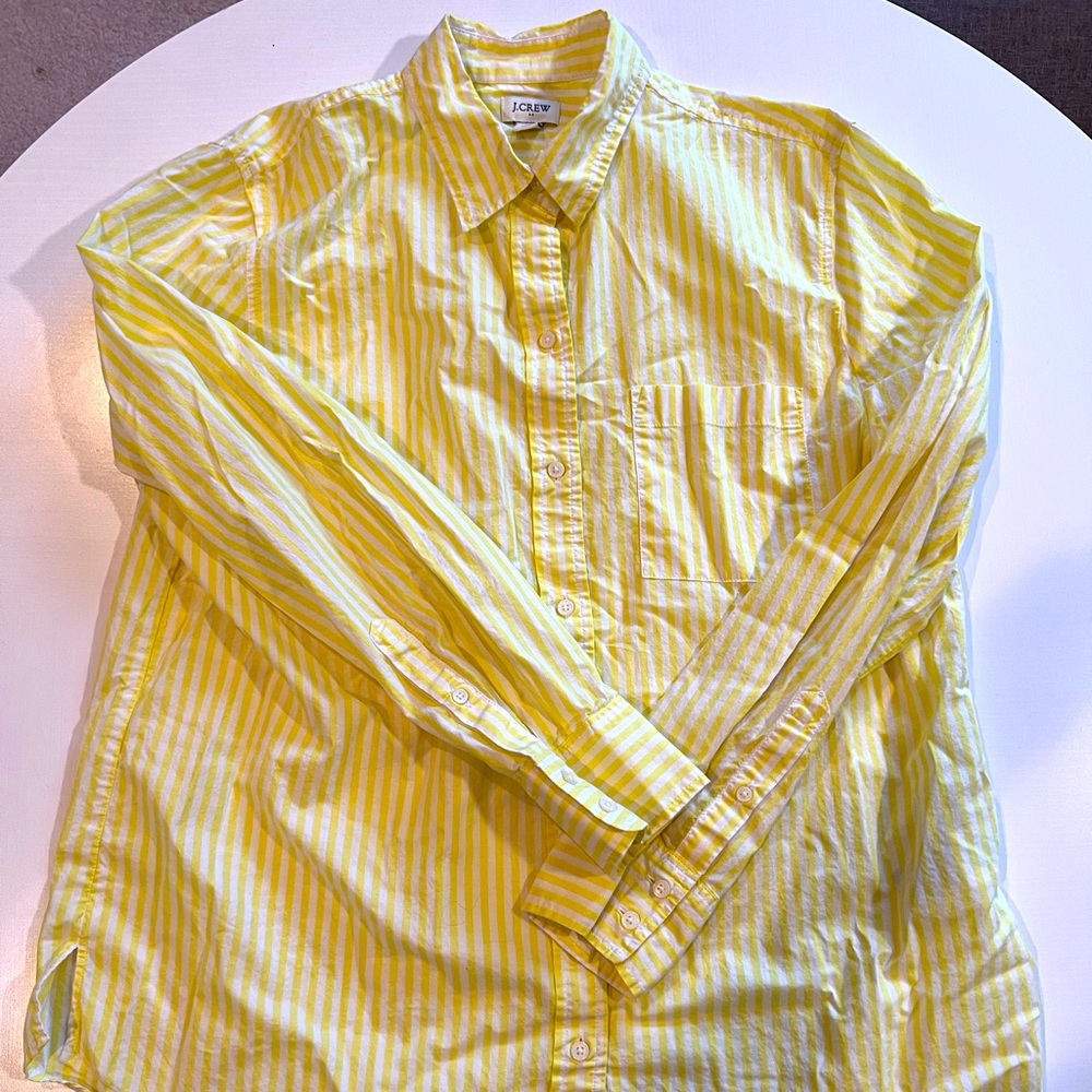 J Crew yellow/white stripe button down